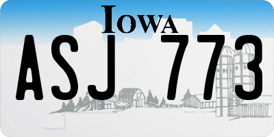 IA license plate ASJ773