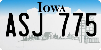 IA license plate ASJ775