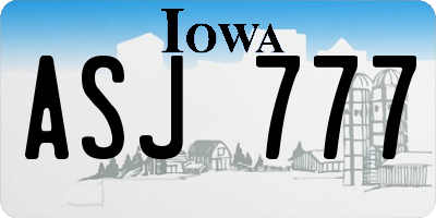 IA license plate ASJ777