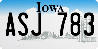 IA license plate ASJ783