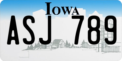 IA license plate ASJ789