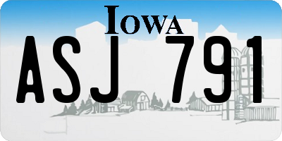 IA license plate ASJ791
