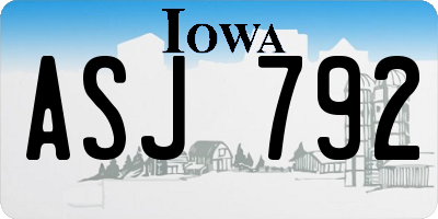 IA license plate ASJ792