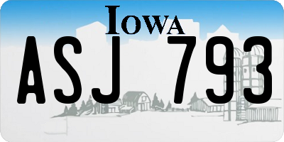 IA license plate ASJ793