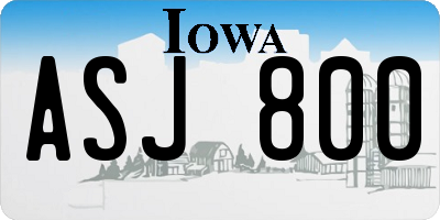 IA license plate ASJ800