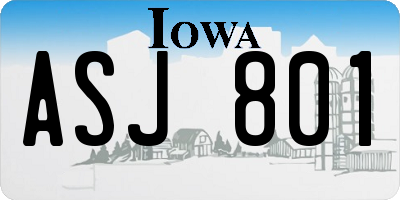 IA license plate ASJ801