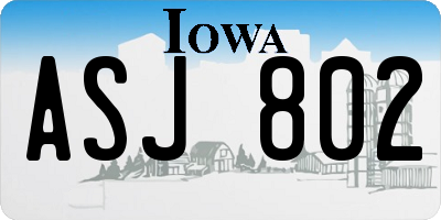 IA license plate ASJ802