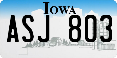 IA license plate ASJ803