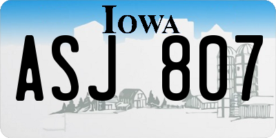 IA license plate ASJ807