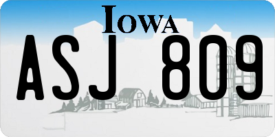 IA license plate ASJ809