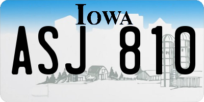 IA license plate ASJ810