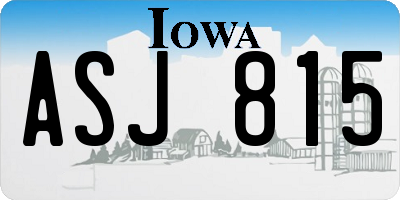 IA license plate ASJ815