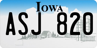 IA license plate ASJ820