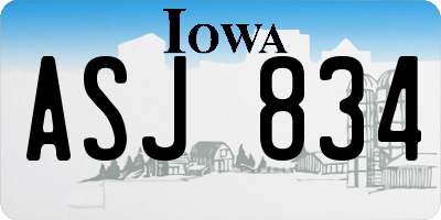 IA license plate ASJ834