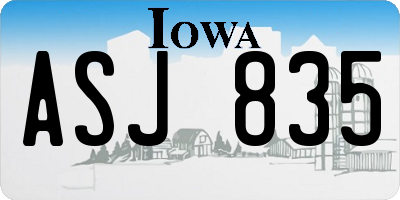 IA license plate ASJ835