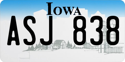 IA license plate ASJ838