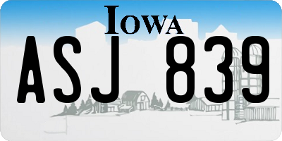IA license plate ASJ839