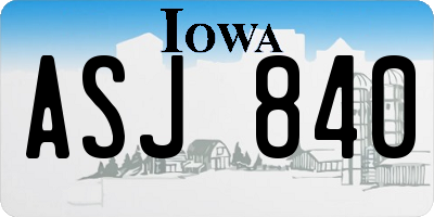 IA license plate ASJ840