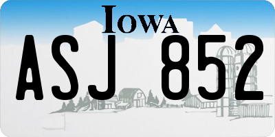 IA license plate ASJ852