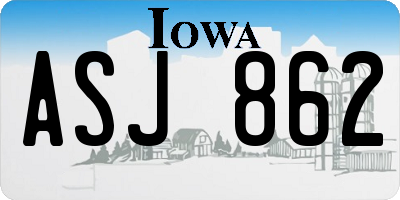 IA license plate ASJ862