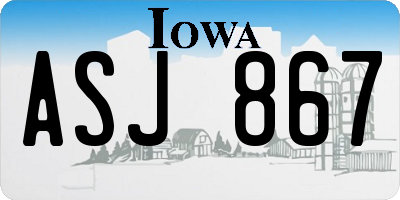 IA license plate ASJ867