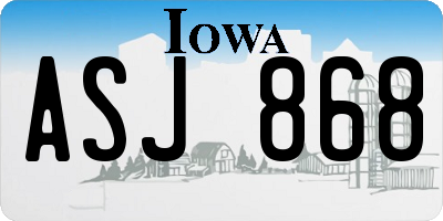 IA license plate ASJ868