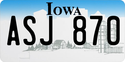 IA license plate ASJ870