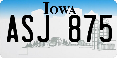 IA license plate ASJ875