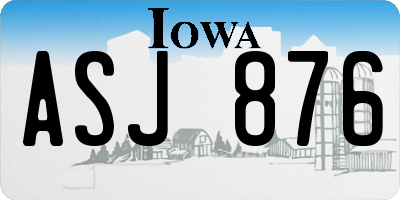 IA license plate ASJ876