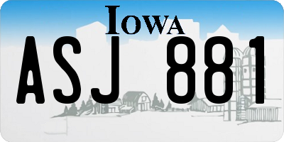 IA license plate ASJ881