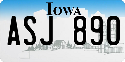 IA license plate ASJ890