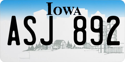 IA license plate ASJ892