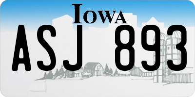 IA license plate ASJ893