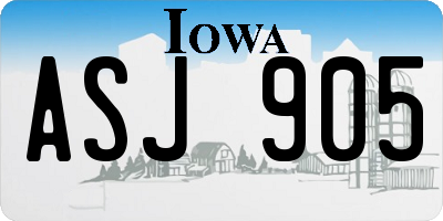 IA license plate ASJ905