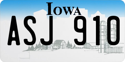 IA license plate ASJ910