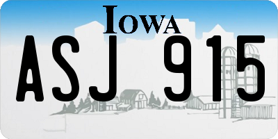 IA license plate ASJ915