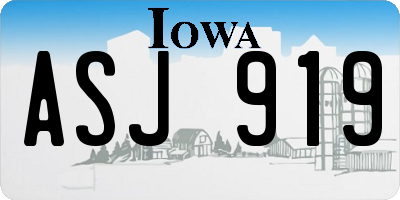 IA license plate ASJ919