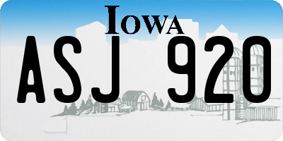 IA license plate ASJ920