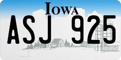 IA license plate ASJ925