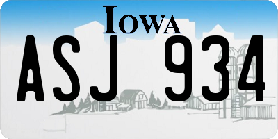 IA license plate ASJ934