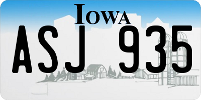 IA license plate ASJ935