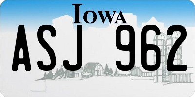 IA license plate ASJ962