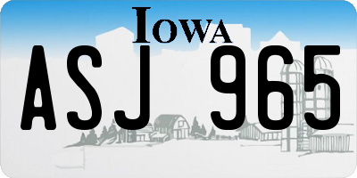 IA license plate ASJ965