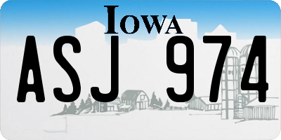 IA license plate ASJ974