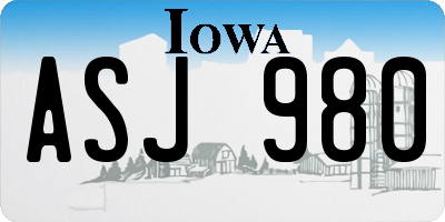 IA license plate ASJ980