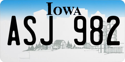 IA license plate ASJ982