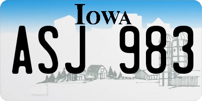 IA license plate ASJ983
