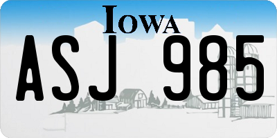 IA license plate ASJ985