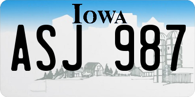 IA license plate ASJ987