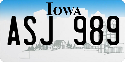 IA license plate ASJ989